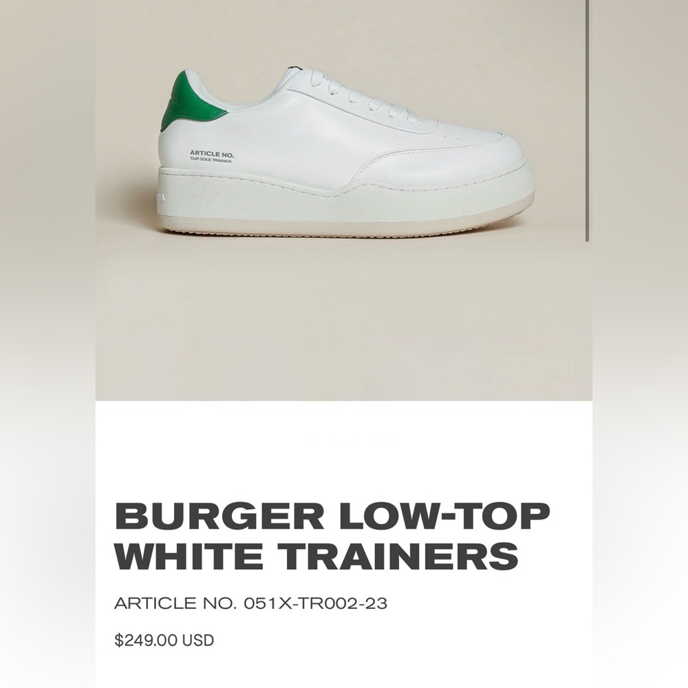 Burger Low-Top Men’s White/Green Trainers - Picture 3 of 12